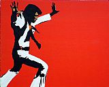 Pop art king elvis on red painting
